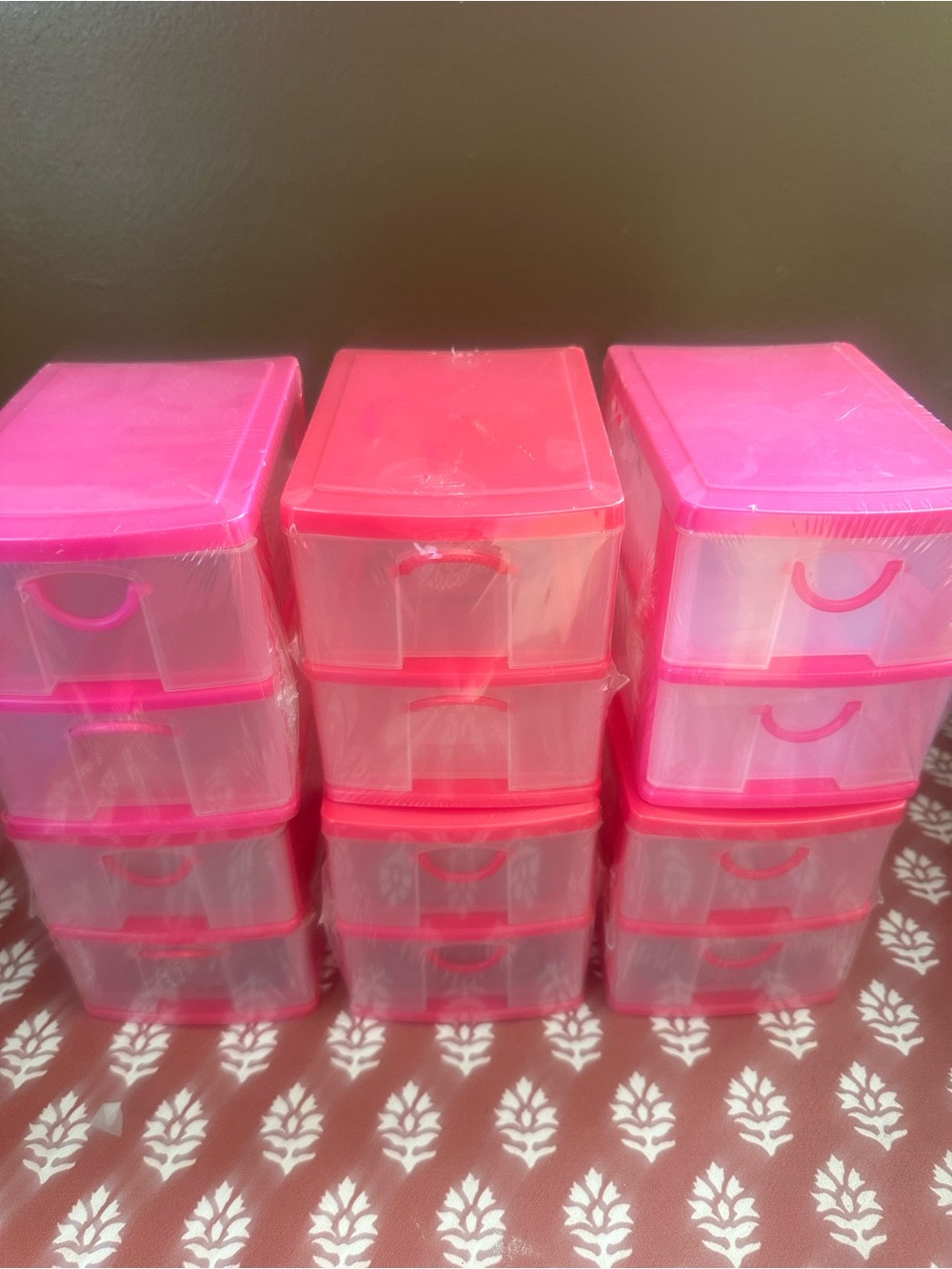 6 Tier Pink Plastic Drawer Mini Organizer Storage Box Set of 2 new